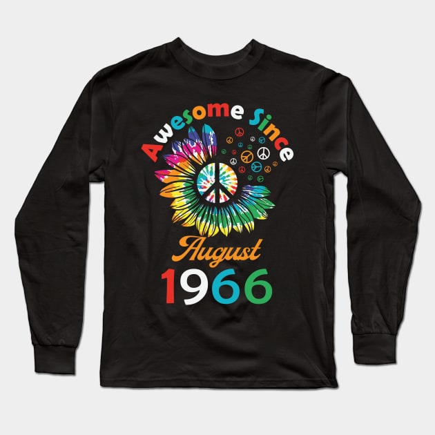 Funny Birthday Quote, Awesome Since August 1966, Retro Birthday Long Sleeve T-Shirt by Estrytee